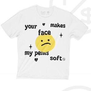 Sz various Graphic White T-Shirt with Yellow Emoji